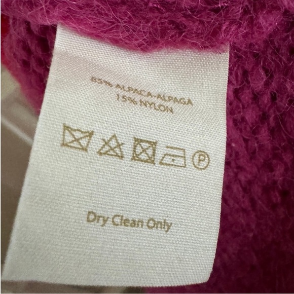 FREE PEOPLE Last Rose Sweater Pink alpaca slouchy oversized fringe - Picture 4 of 10